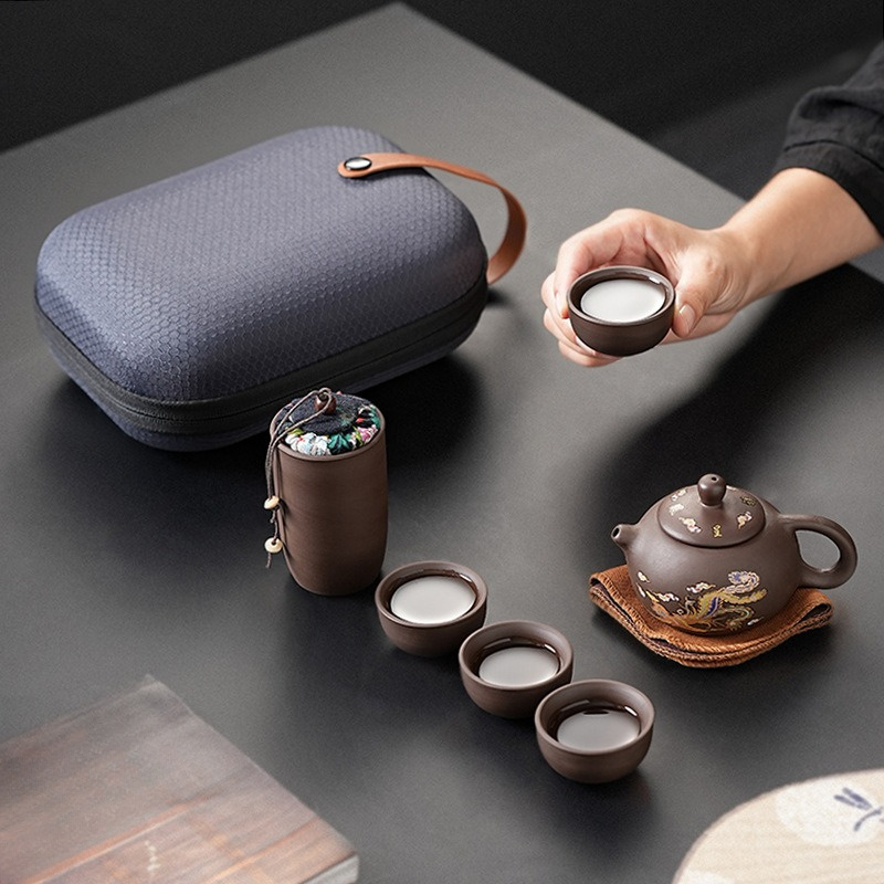 Korean Tea Set - Fioletowy Zestaw Herbaciany z Glinki na