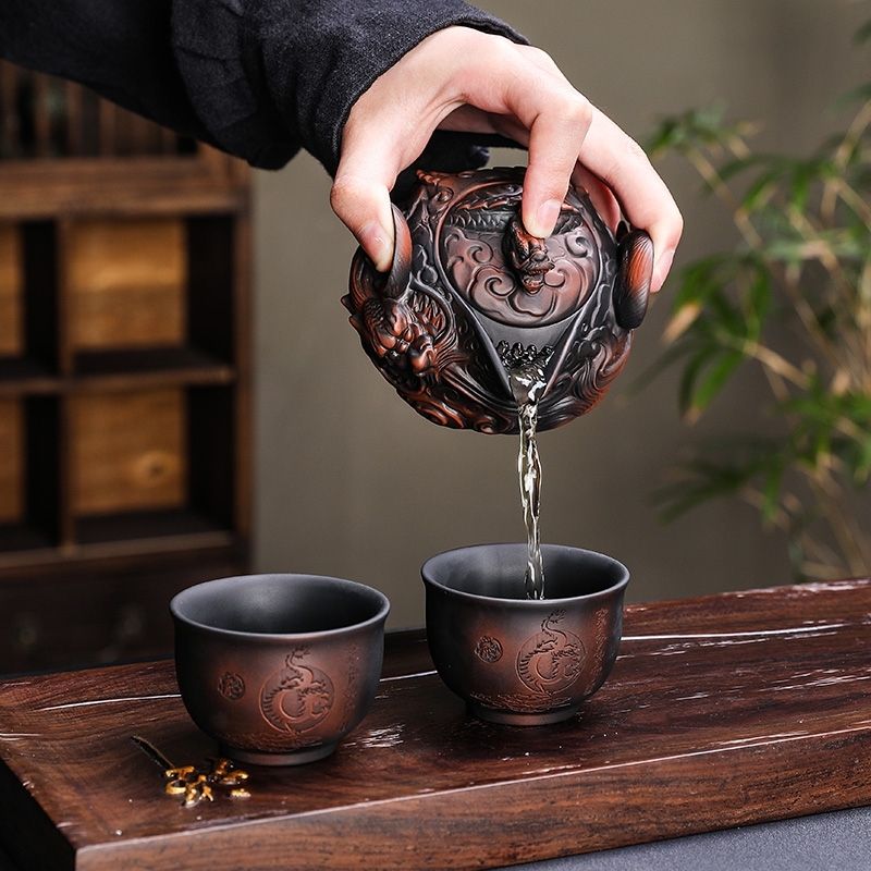 Korean Tea Set - Chińska fioletowa ceramika ręcznie robiona latający